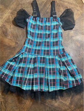 Monster High costume cosplay blue black pattern fishnet size small EUC
